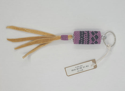 PURPLE + BLACK BEADED KEYCHAIN