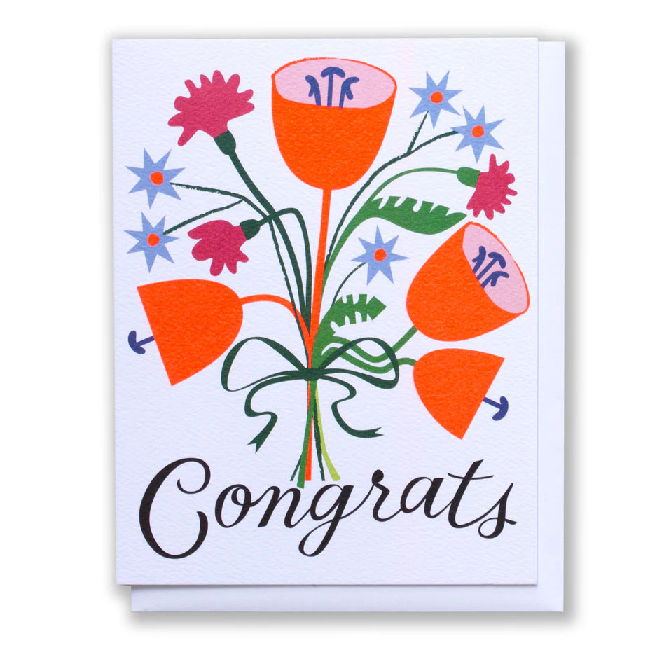 BOUNCY FLORAL CONGRATS NOTE CARD