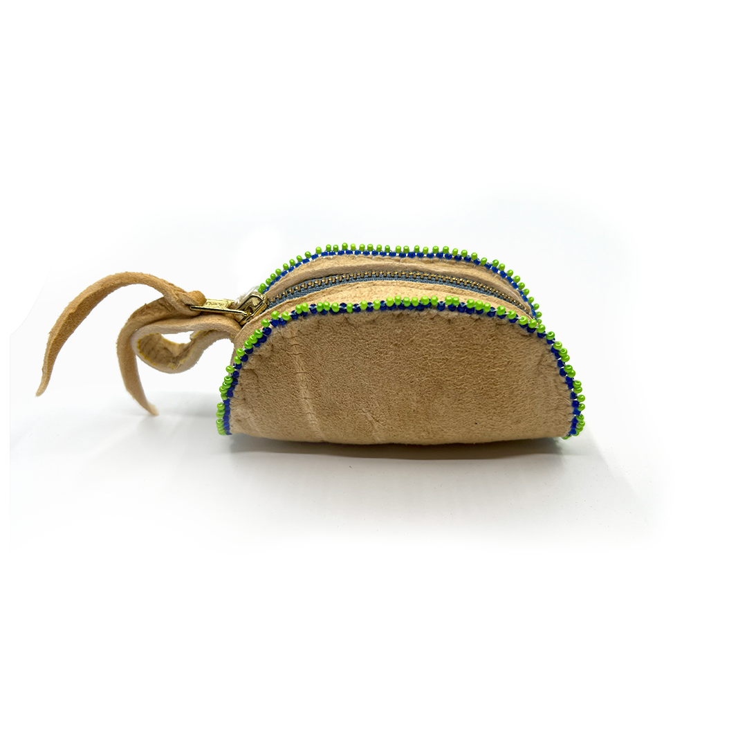 GREEN AND BLUE SMALL HALF MOON POUCH