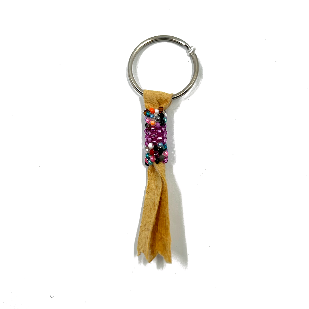 MULTI COLOUR + PURPLE BEADED KEYCHAIN
