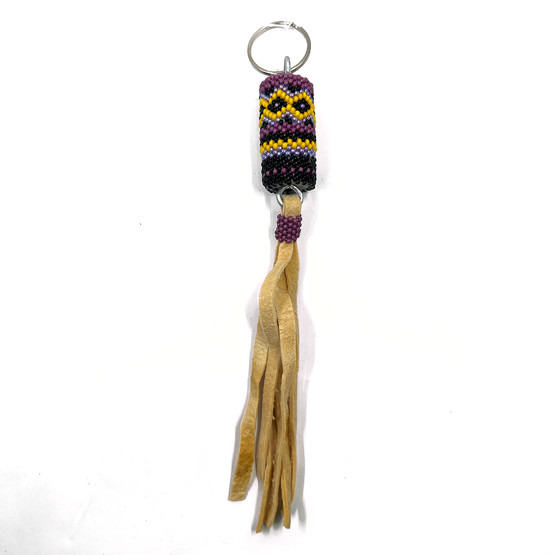 PURPLE + BLACK BEADED KEYCHAIN