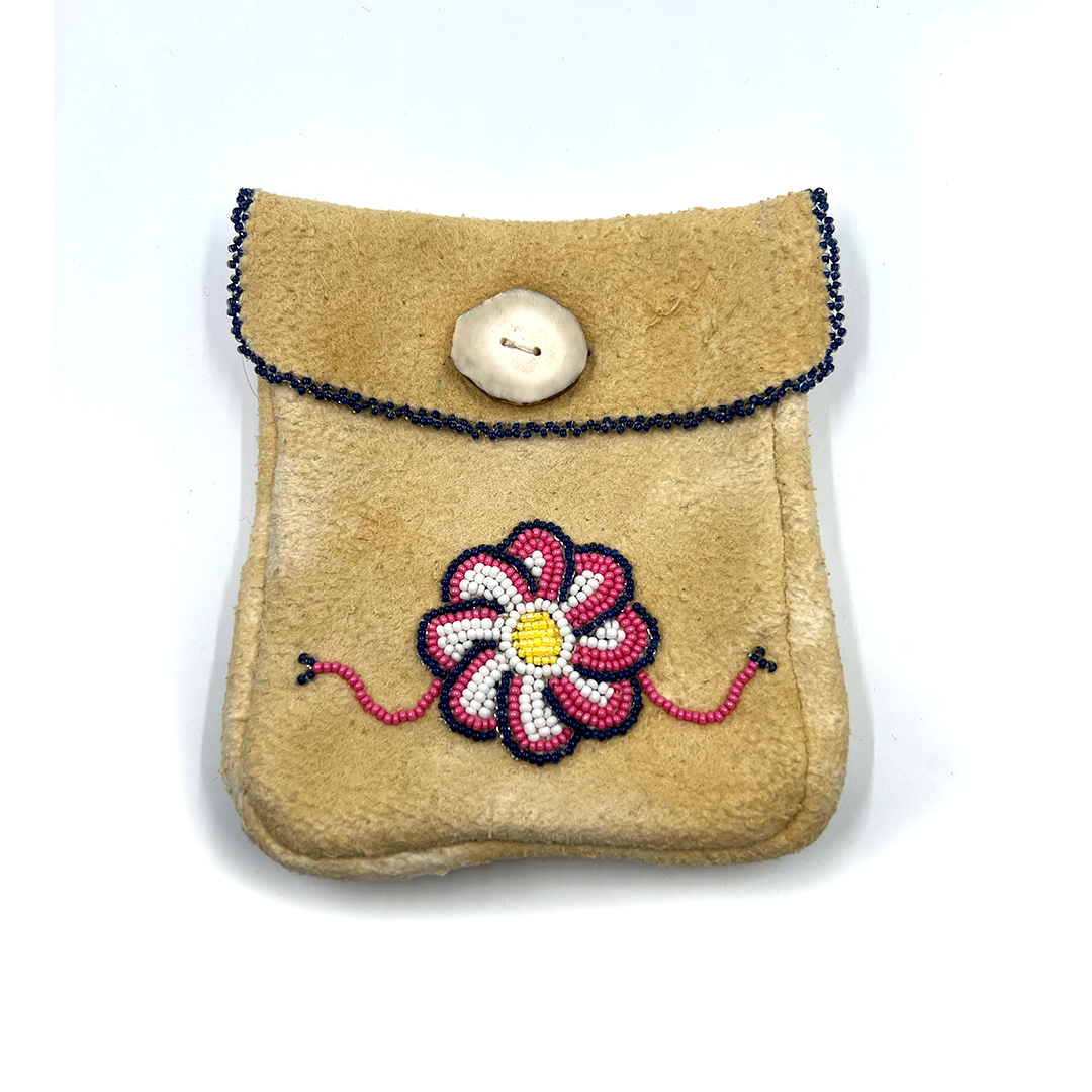 MEDICINE POUCH WITH BEADED FLOWER