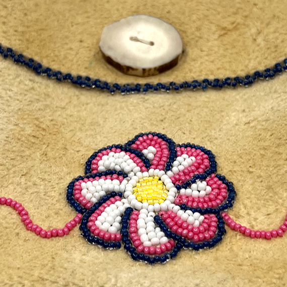 MEDICINE POUCH WITH BEADED FLOWER