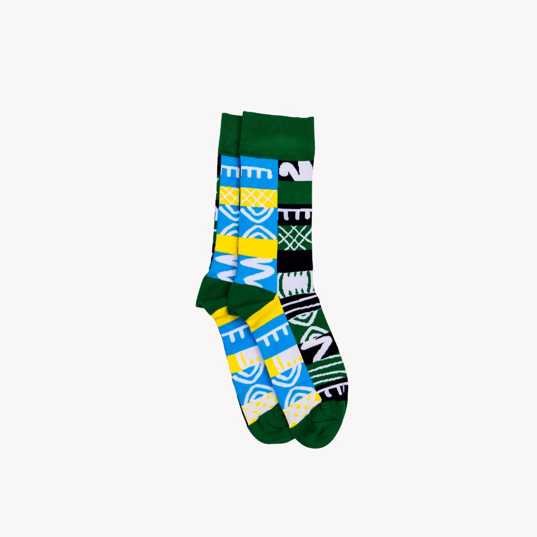 ADINKRA GREEN ADULT CREW SOCKS