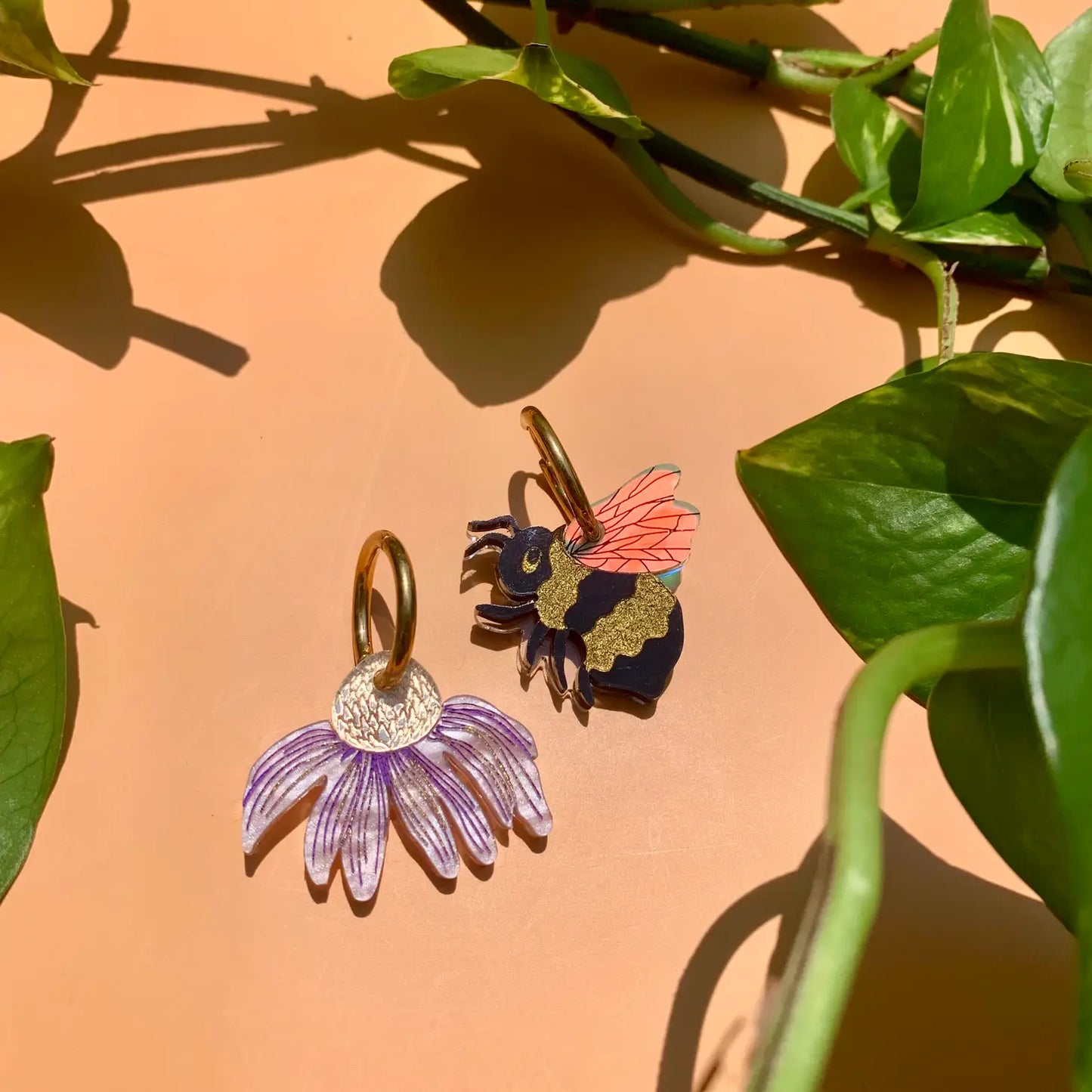 BEE AND FLOWER EARRINGS