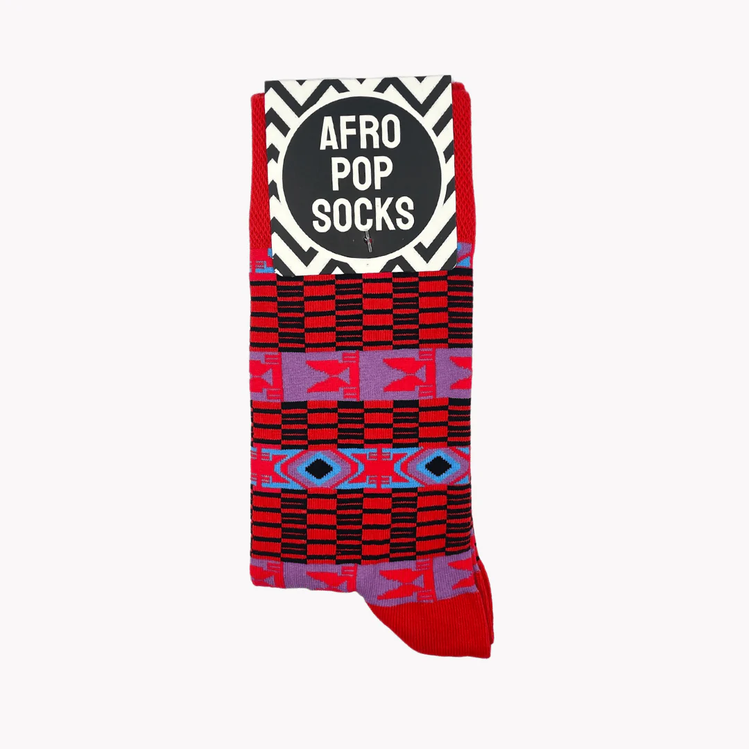 TRIBAL RED ADULT CREW SOCKS