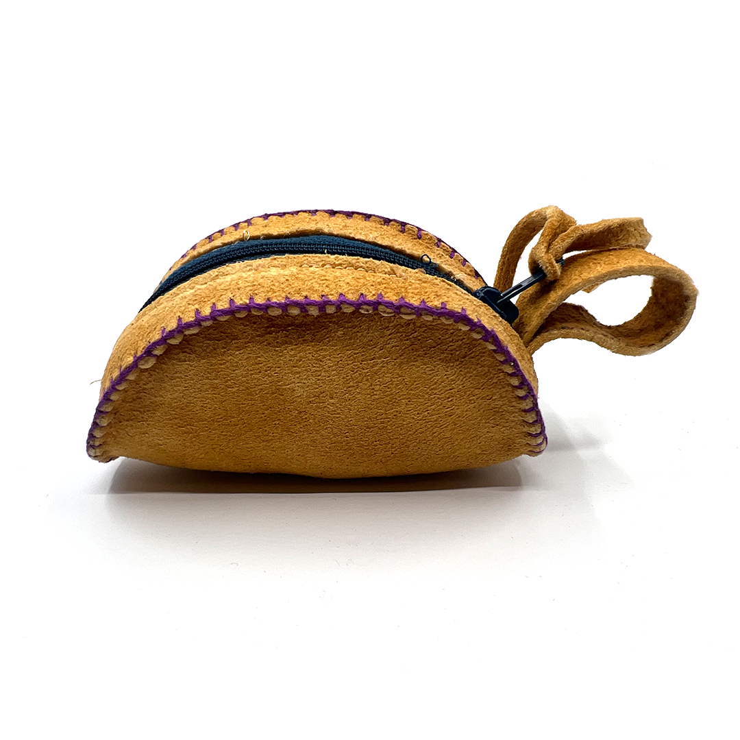 PURPLE STITCHING SMALL PURSE WITH ZIPPER