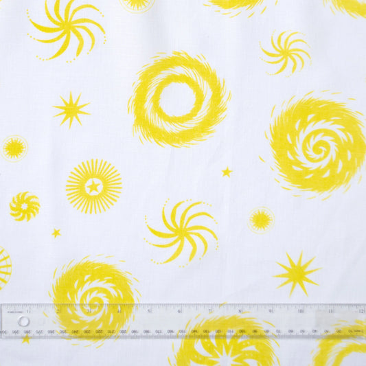 YELLOW AND WHITE FIREWORKS LINEN TEA TOWEL
