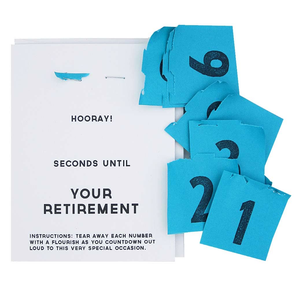 Countdown to retirement card with blue numbered pieces