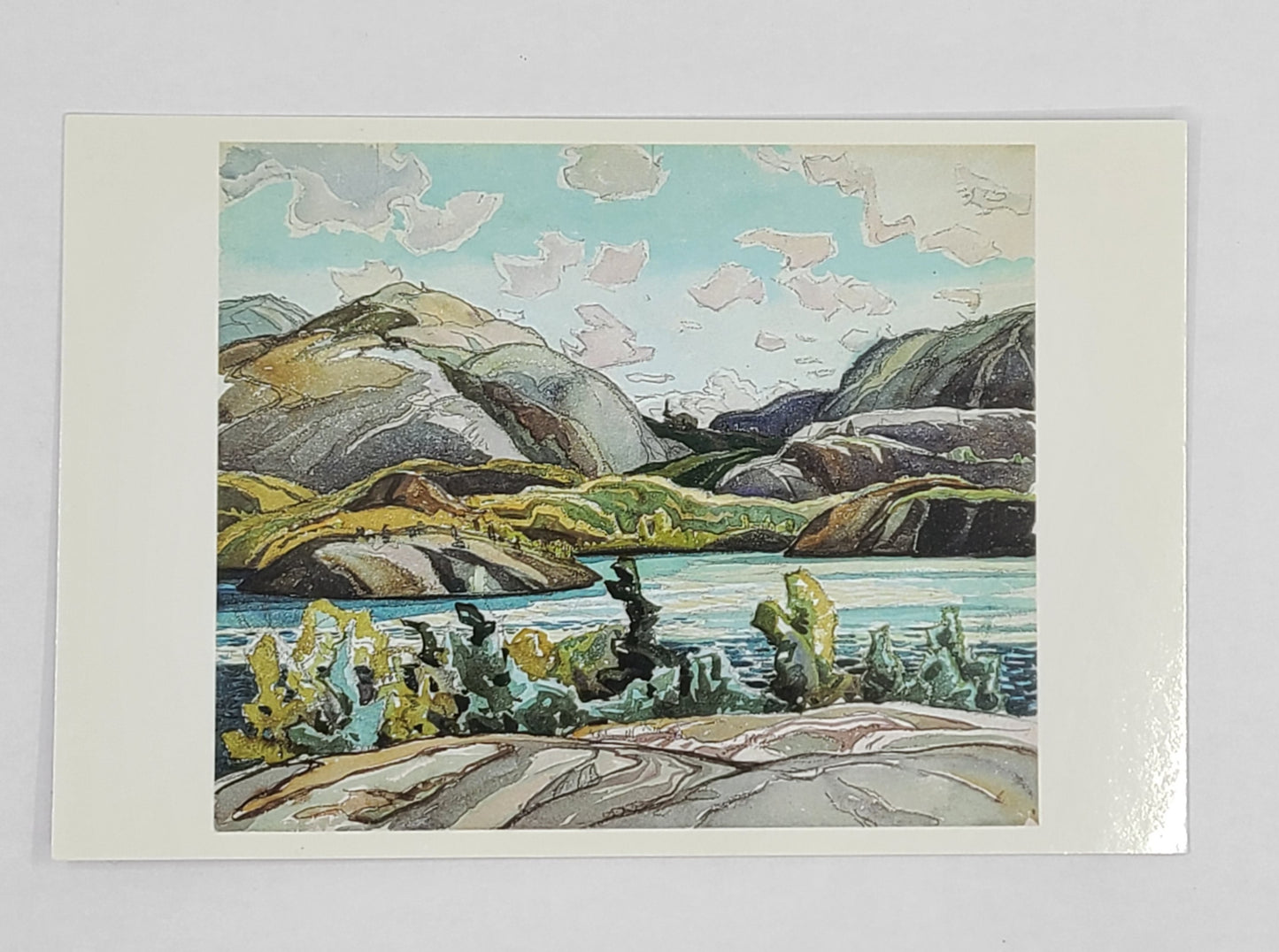 Frank Carmichael post card from the rivers to the Mounties