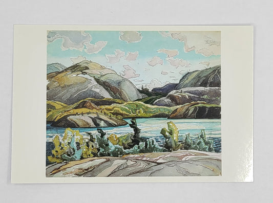 Frank Carmichael post card from the rivers to the Mounties