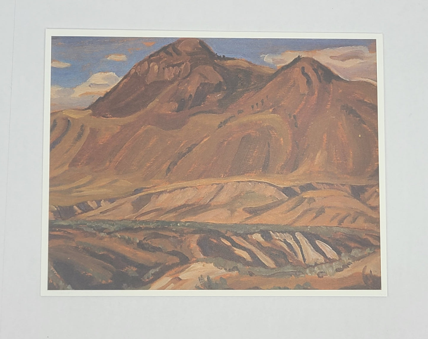 Artistic depiction of a mountain landscape with a river