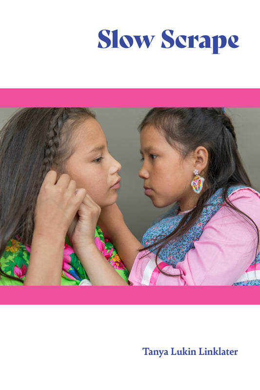 Two children facing each other with a pink border and text at the top.