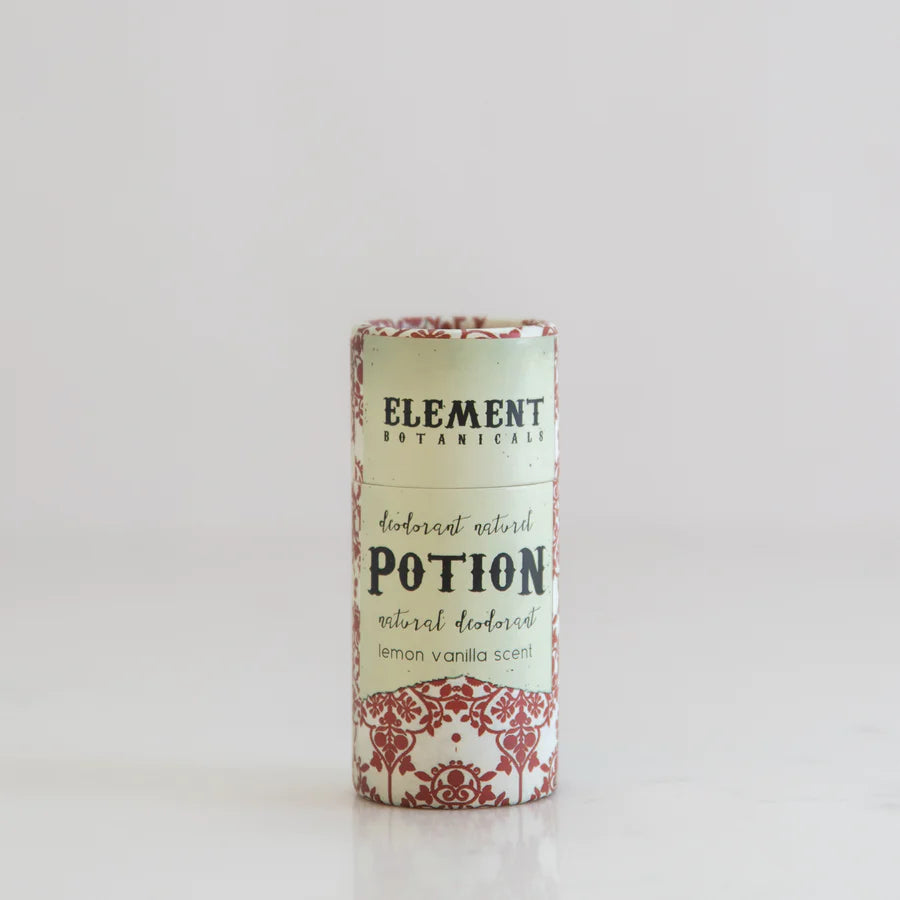 A red tube of deodorant named 'Potion'.