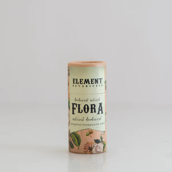 A pink tube of deodorant named 'Flora'.