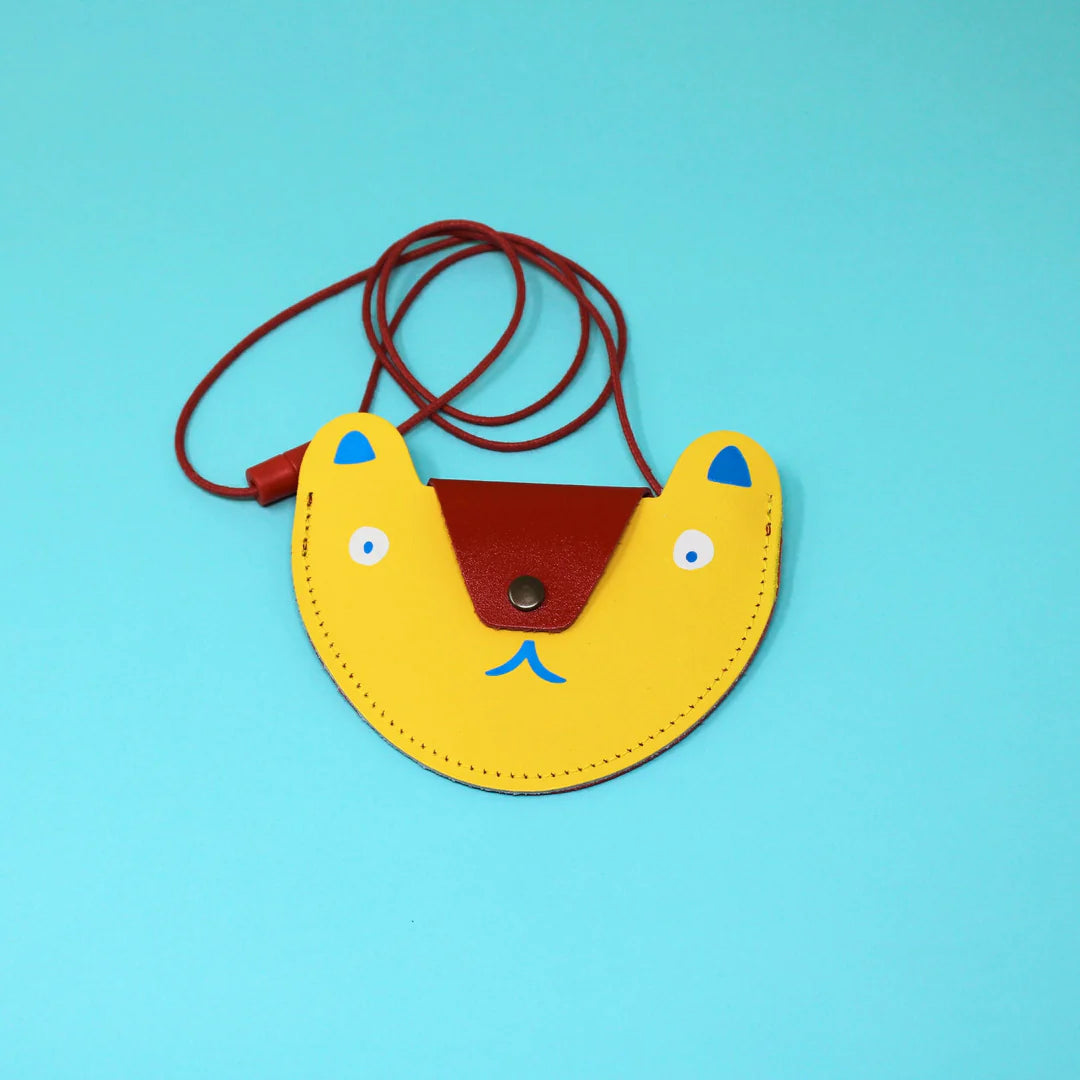 BEAR POCKET COIN PURSE // YELLOW & RED