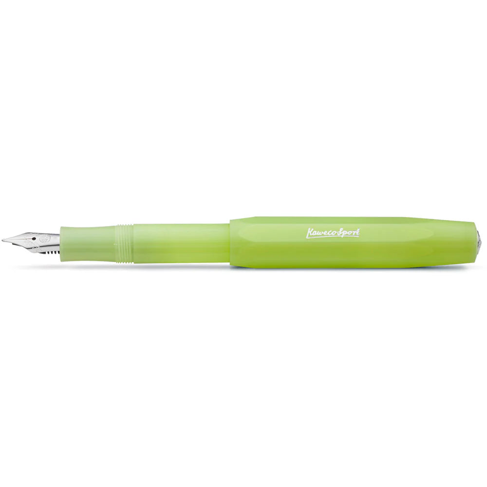 Green fountain pen on a white background