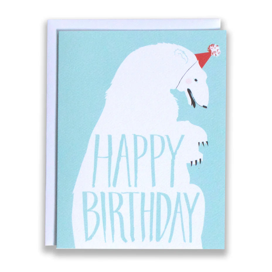 POLAR BEAR WITH PARTY HAT HAPPY BIRTHDAY