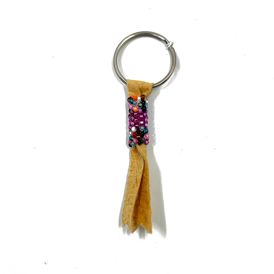 MULTI COLOUR + PURPLE BEADED KEYCHAIN