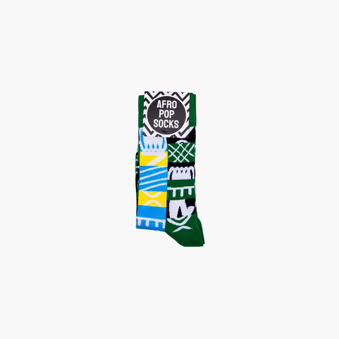 ADINKRA GREEN ADULT CREW SOCKS