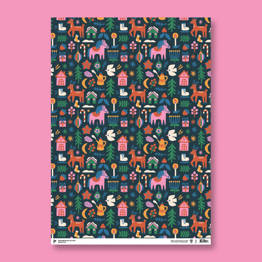 FOLK WRAPPING PAPER(3 SHEETS)
