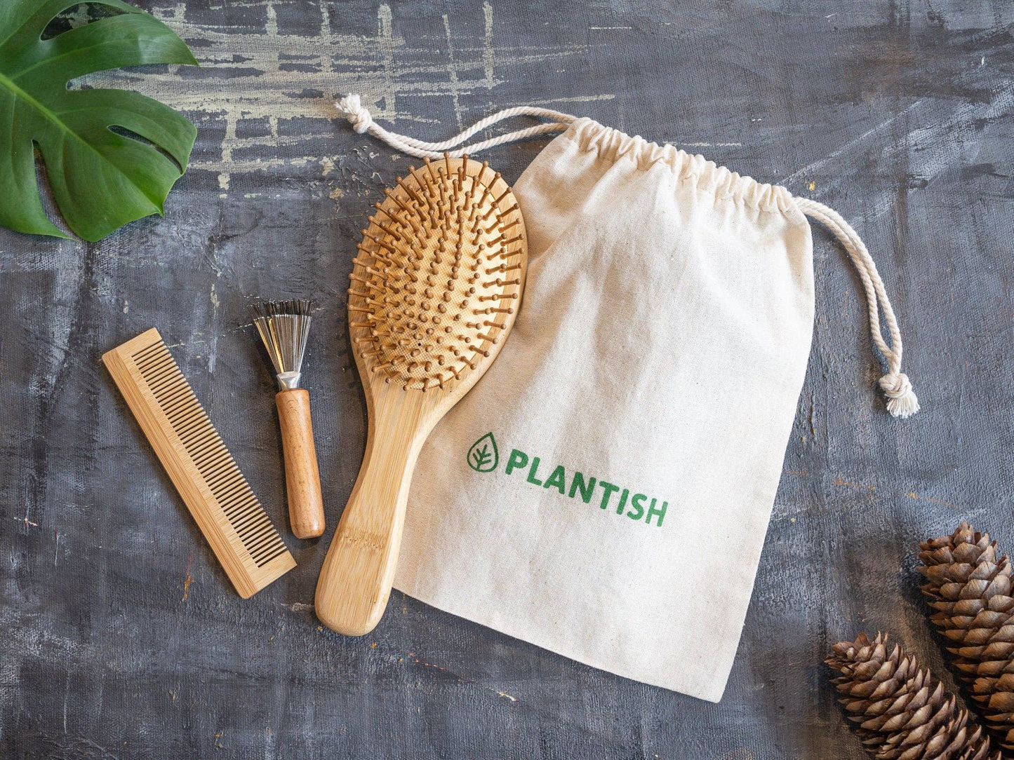 BAMBOO HAIR BRUSH SET