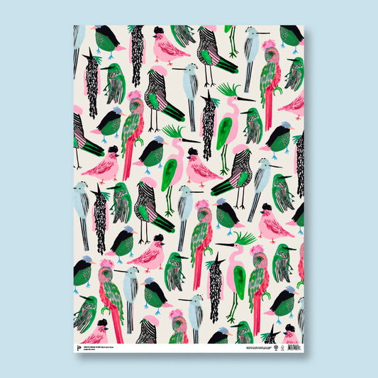 EXOTIC BIRDS WRAPPING PAPER (3 SHEETS)