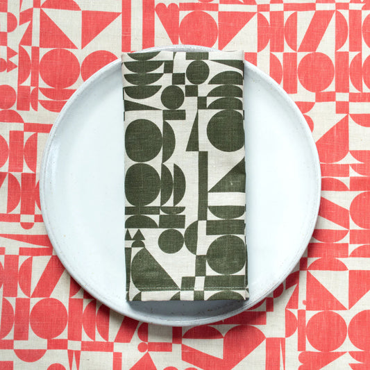 KHAKI GEOMETRICS LINEN NAPKINS